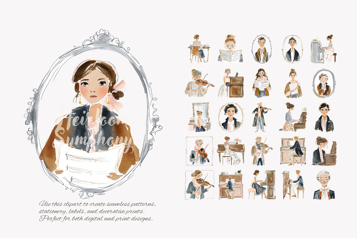 romantic classical musicians clipart, a Decorative Illustration by Patishop Art (Photo 4 of 11)