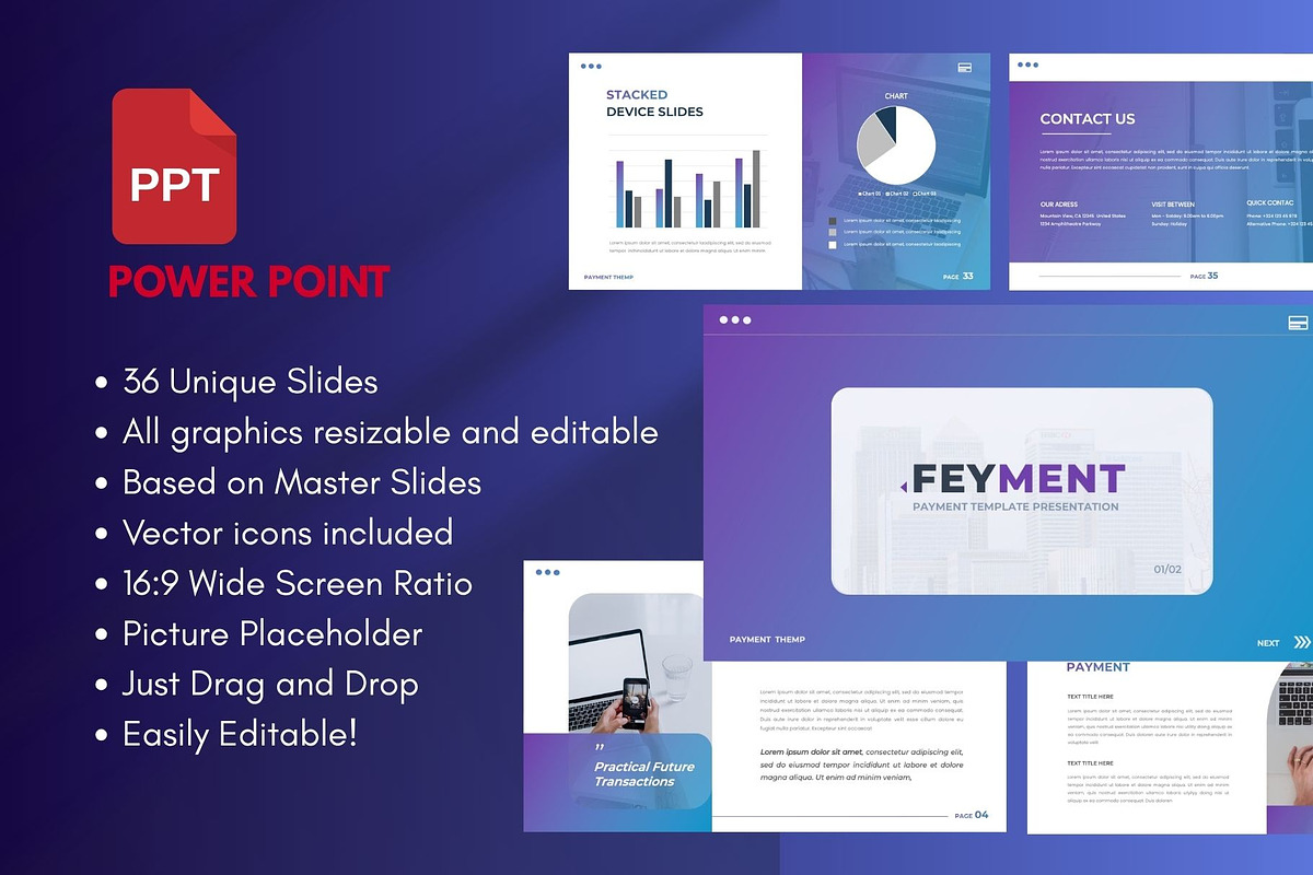 FEYMENT Payment PowerPoint Template, a Presentation Template by Rizki Herdian (Photo 1 of 5)
