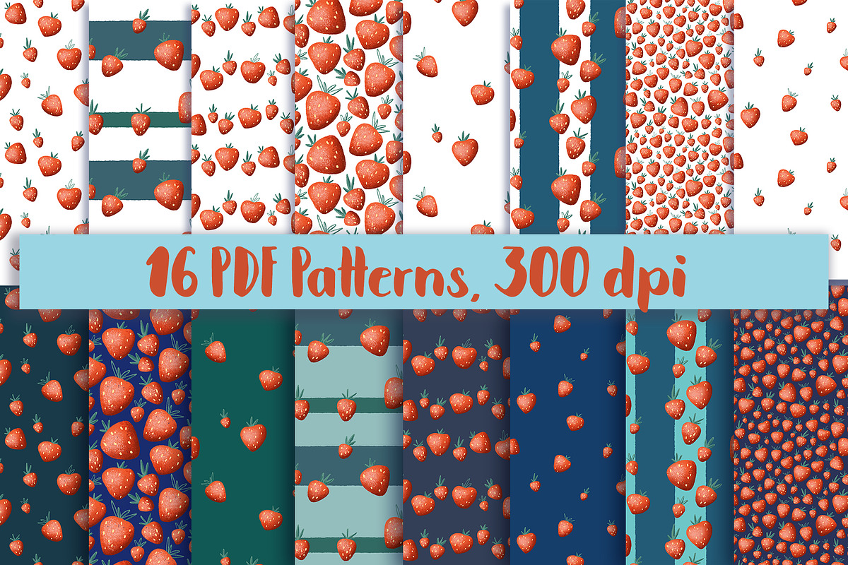 Strawberry Clipart And Patterns, a Pattern Graphic by RabbitAndPencil (Photo 5 of 8)