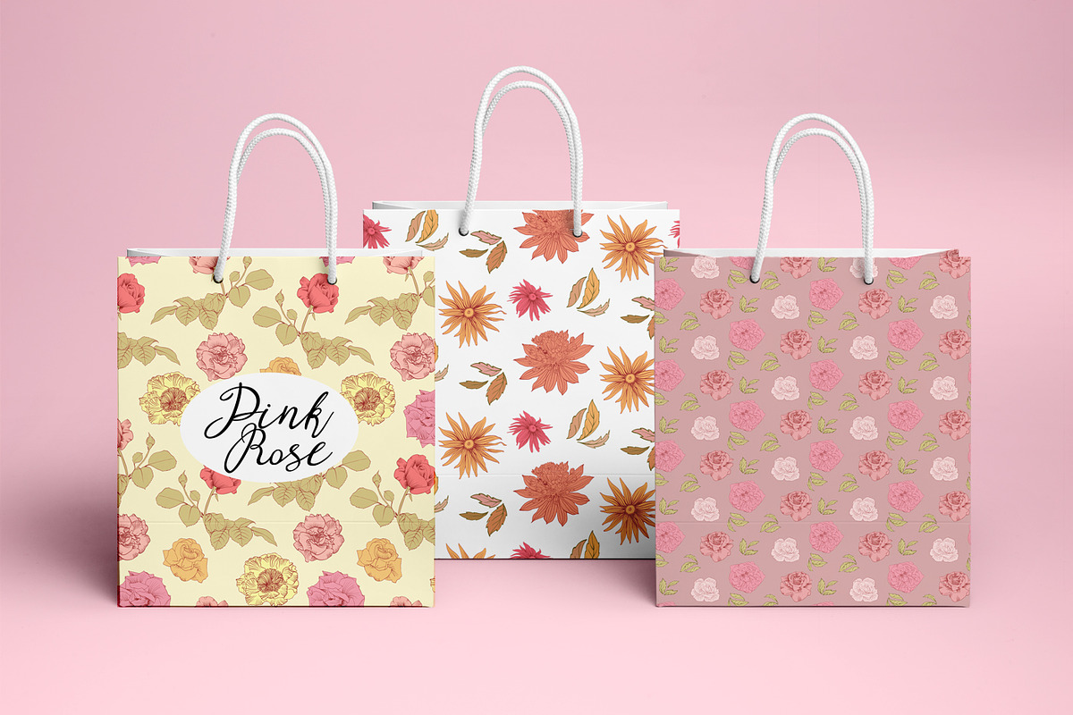 Pink mood set. Font & patterns. preview 6