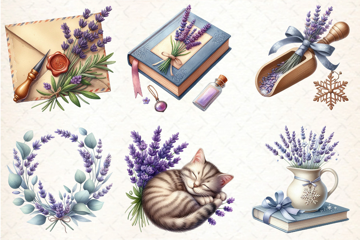 Countryside Lavender Clipart, an Illustration by DreamCafeArt (Photo 3 of 7)