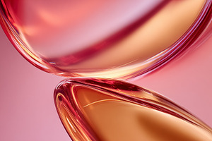 Abstract glass elements creating fluid curves and glossy reflect, a Photo by Studio ANNA