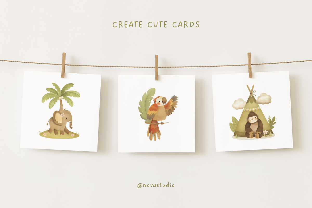 Jungle Friends Adventure – Clipart, an Animal Illustration by Nova Studio (Photo 9 of 11)
