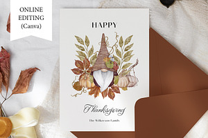 Happy Thanksgiving Gnome Card Fall