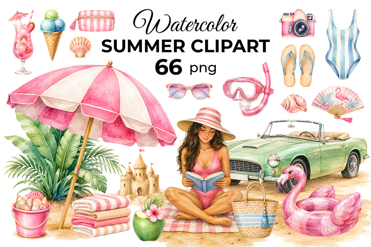 Watercolor Summer Clipart (66), a Seasonal Illustration by Iryna Denysova (Photo 1 of 8)