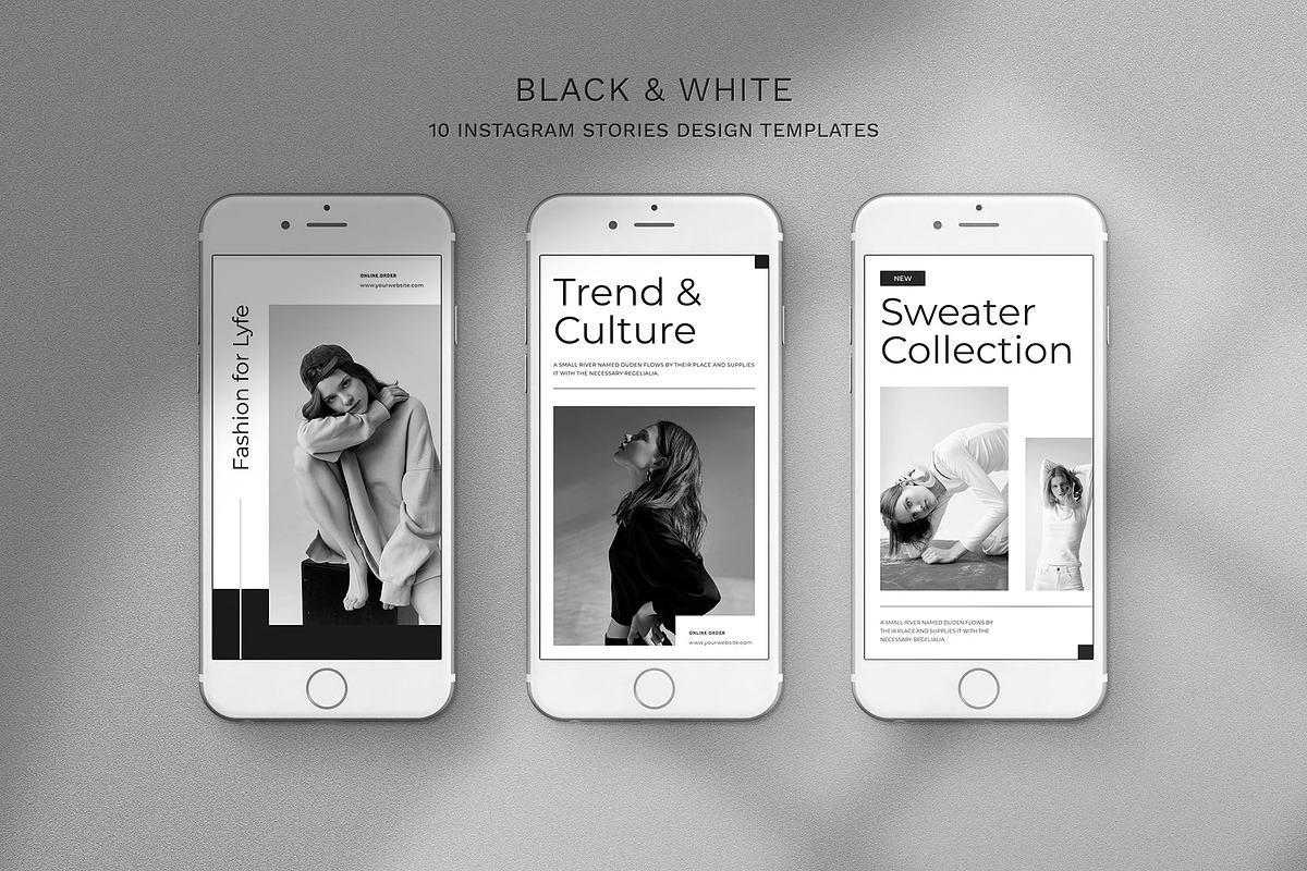BW Instagram Stories Template, a Social Media Template by Baliniz (Photo 2 of 3)