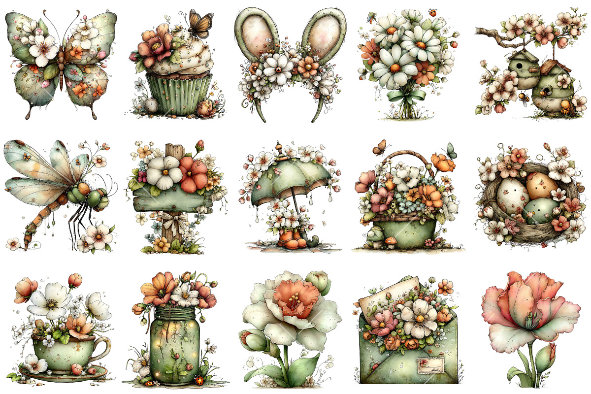 Whimsical Spring Clipart, an Illustration by OK Design (Photo 3 of 6)