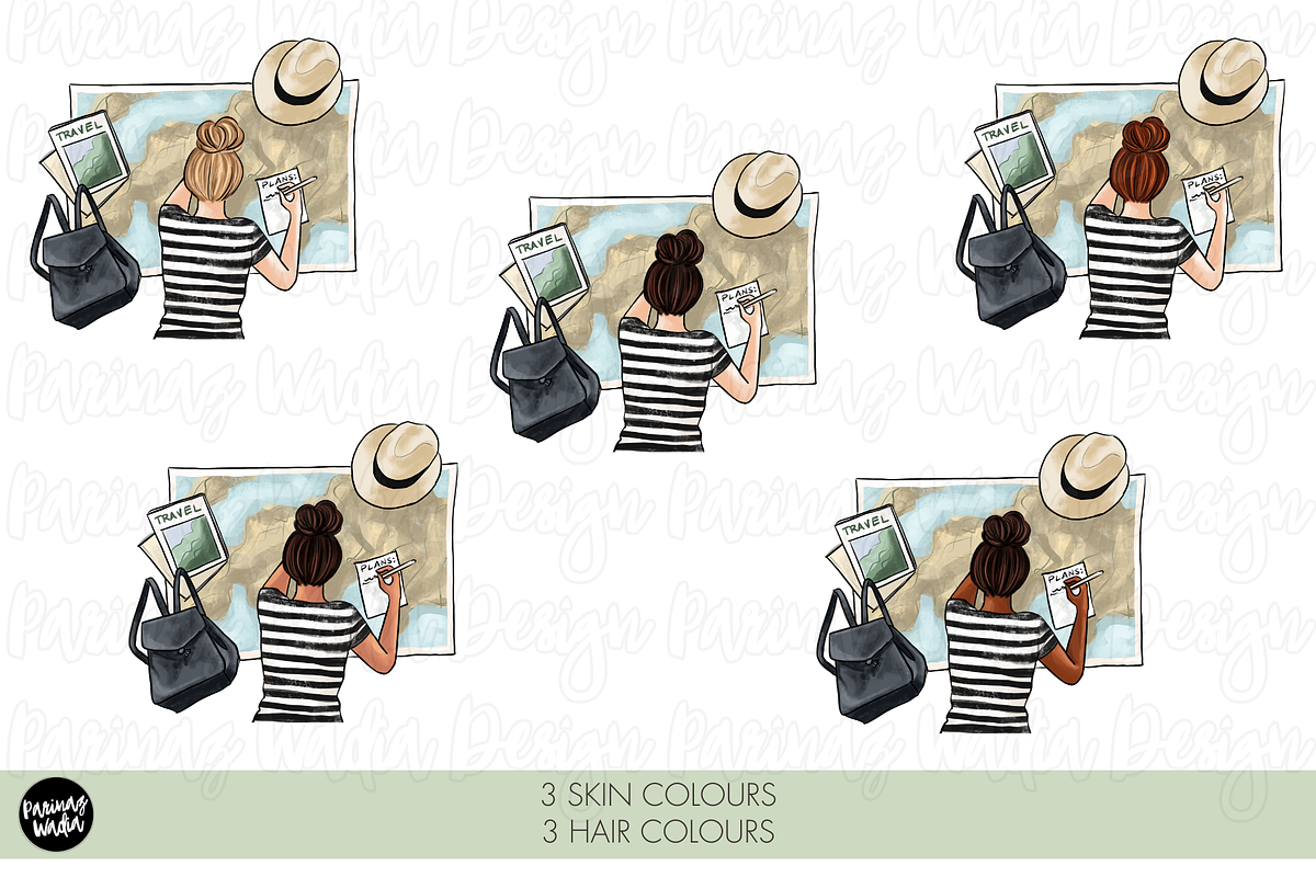 Neutral travel girls clipart set png, a Person Illustration by Parinaz Wadia Design (Photo 7 of 10)