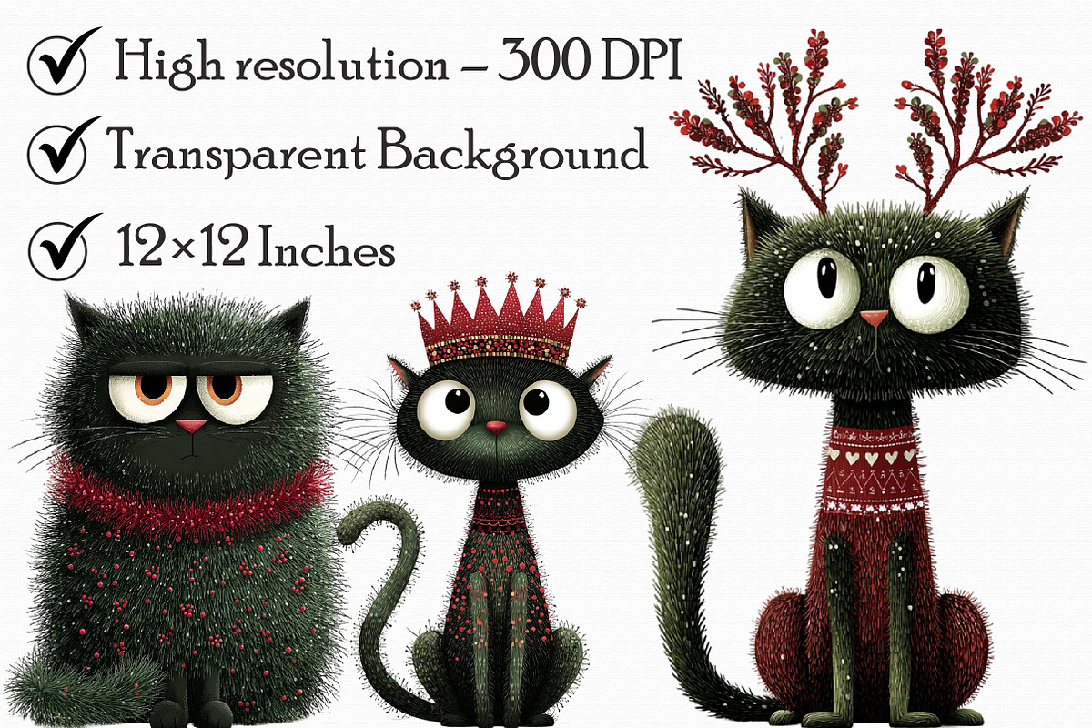 Quirky Christmas Cats Clipart, an Illustration by Libby Wishes (Photo 5 of 7)