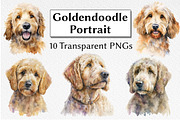 Goldendoodle Watercolor Clipart, an Animal Illustration by milkghost (Thumbnail 1 of 2)