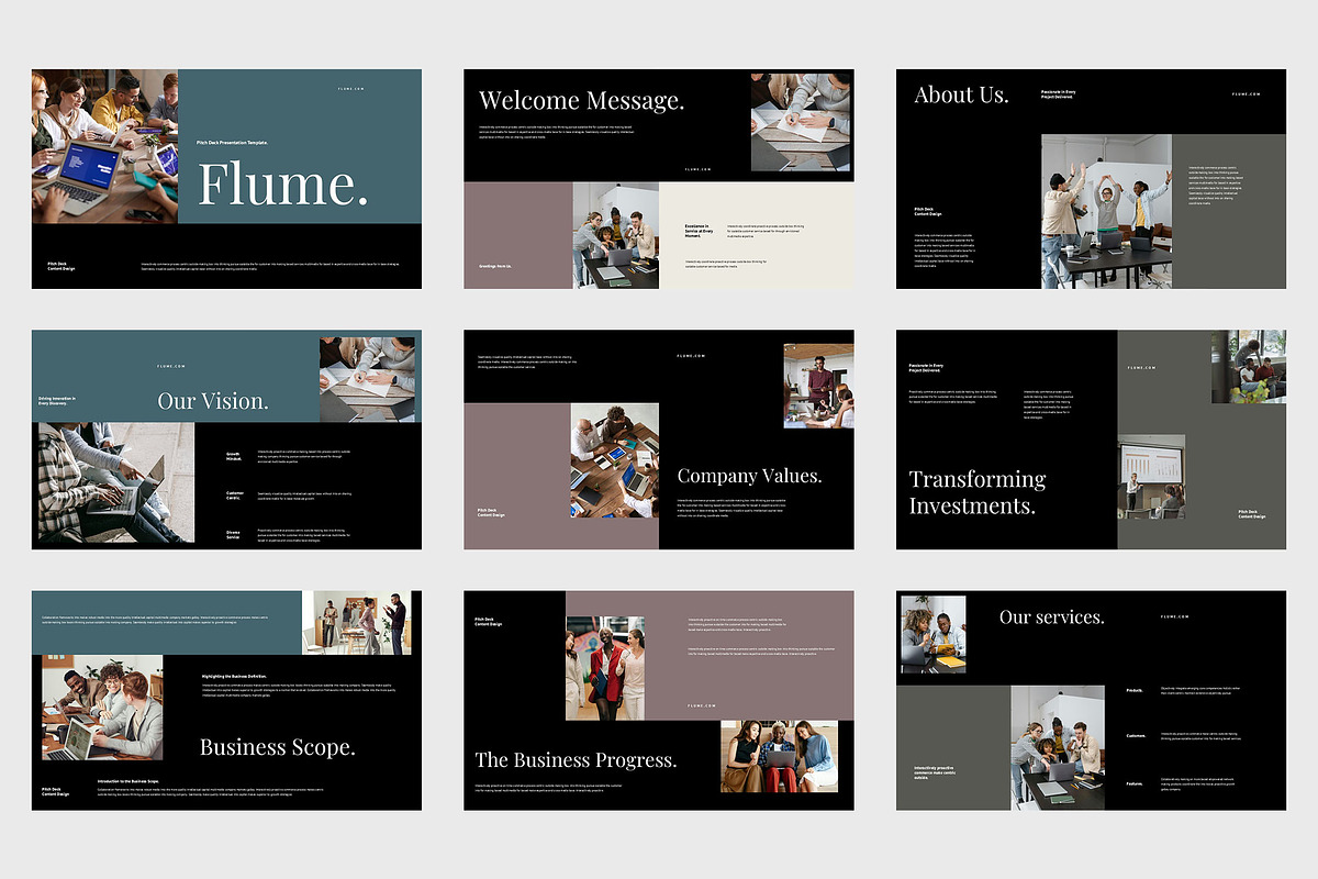 Flume : Pitch Deck Keynote, a Presentation Template by Punkl Camp (Photo 2 of 9)