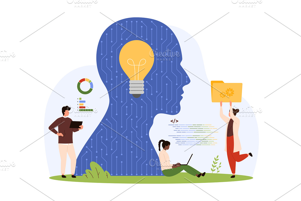 AI machine learning software, a Technology Illustration by Flashvector
