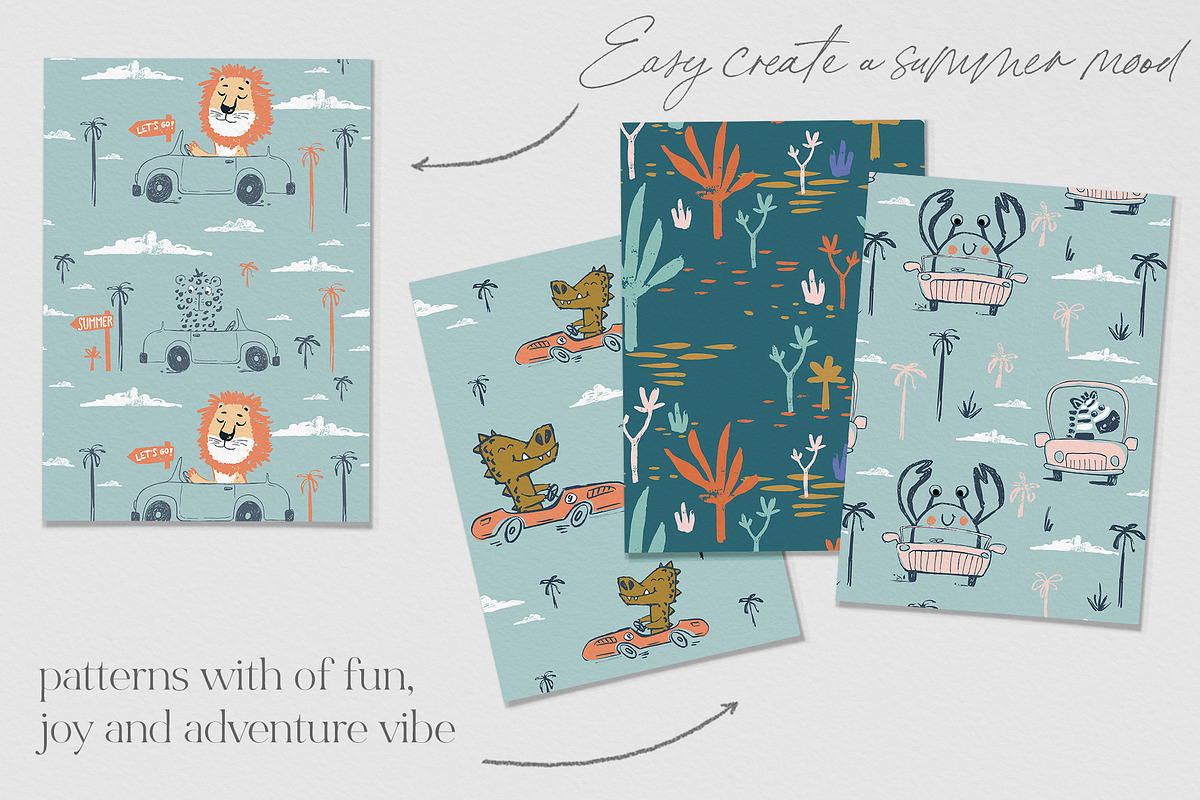 Summer Road Trip Seamless Patterns, a Pattern Graphic by MeadowFox (Photo 2 of 8)