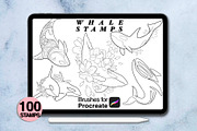100 procreate whale stamps, a Brush Add-On by Arts For Peace (Thumbnail 8 of 9)