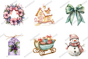 Pastel Vintage Christmas Clipart, an Illustration by designcity5 (Thumbnail 3 of 5)