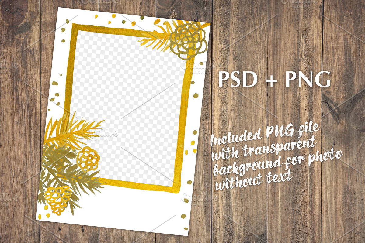 Boho Holiday Photo Card PSD Template, a Card Template by PSD templates and Photos (Photo 3 of 4)