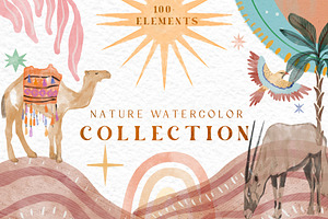 Watercolor Nature Clipart Set, an Animal Illustration by Neon Wild