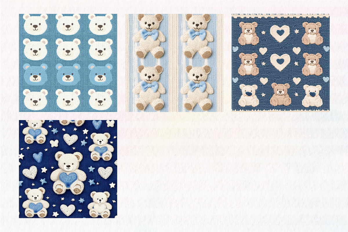 Blue Teddy Bear Seamless Repeat Patt, an Illustration by CreationArt (Photo 5 of 5)