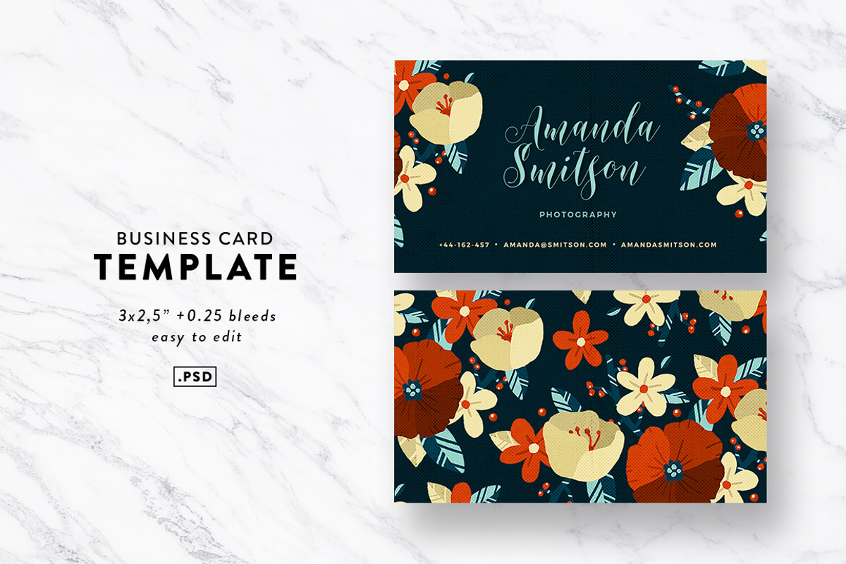 Floral Business Card Template, a Business Card Template by Fearless Confetti (Photo 1 of 4)