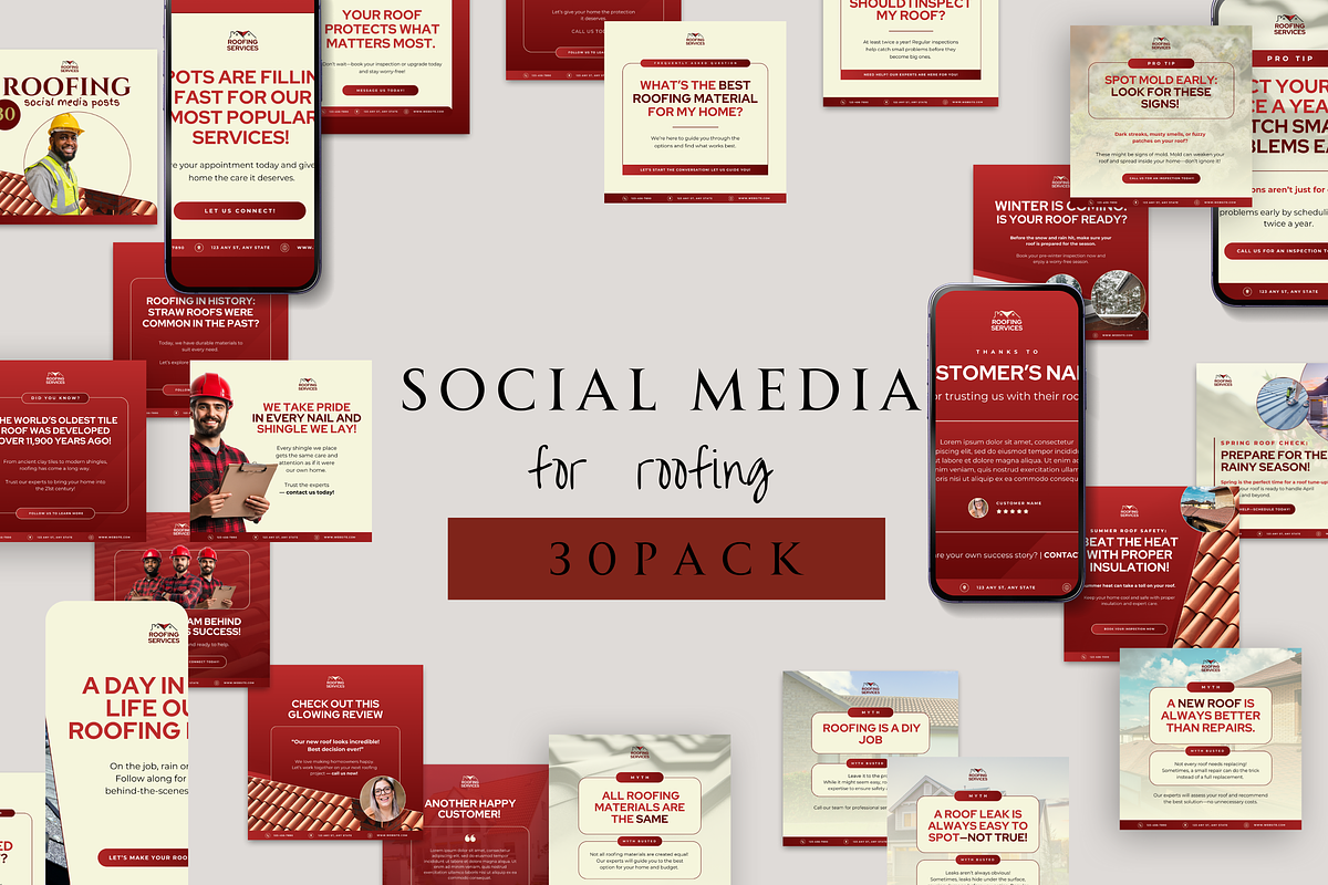 ROOFING BUSINESS SOCIAL MEDIA POSTS, a Social Media Template by Daring Digies (Photo 2 of 8)