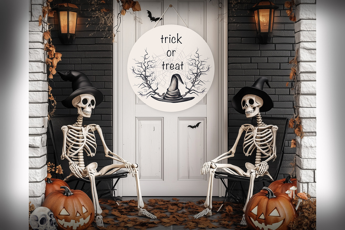 Halloween pumpkins and skeletons, an Illustration by Alena Sid (Photo 5 of 12)