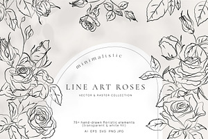 Minimalistic Line Art Roses, a Decorative Illustration by La Petite Line Art
