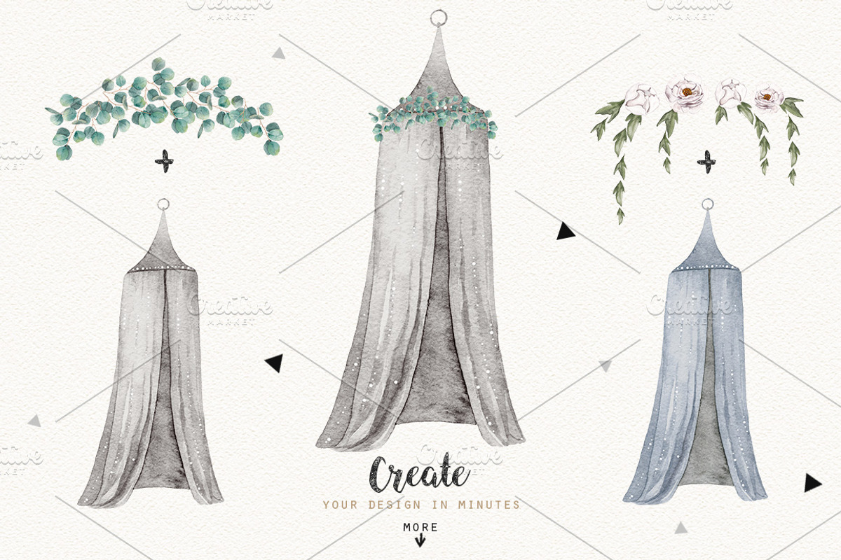 BOHO TENTS  watercolor set, an Illustration by Natali Smolova (Photo 2 of 6)