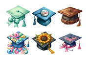 Watercolor Graduation Cap Clipart, an Illustration by Daily.Designs (Thumbnail 5 of 5)