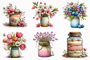 Watercolor Spring Mason Jar Clipart, an Illustration by DreamArtGraphic (Thumbnail 4 of 8)