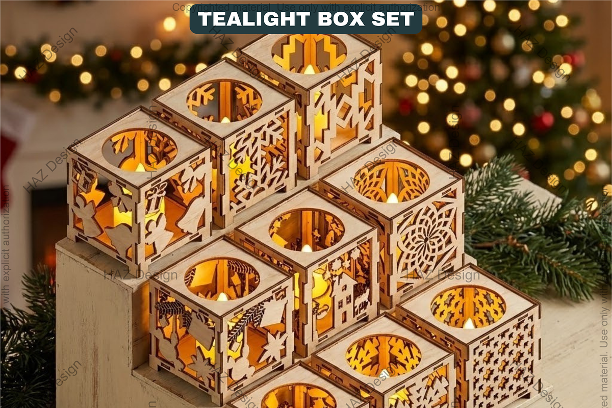 Tealight Holder Boxes SVG Laser Cut, a Graphic by AtacanDigital (Photo 6 of 14)