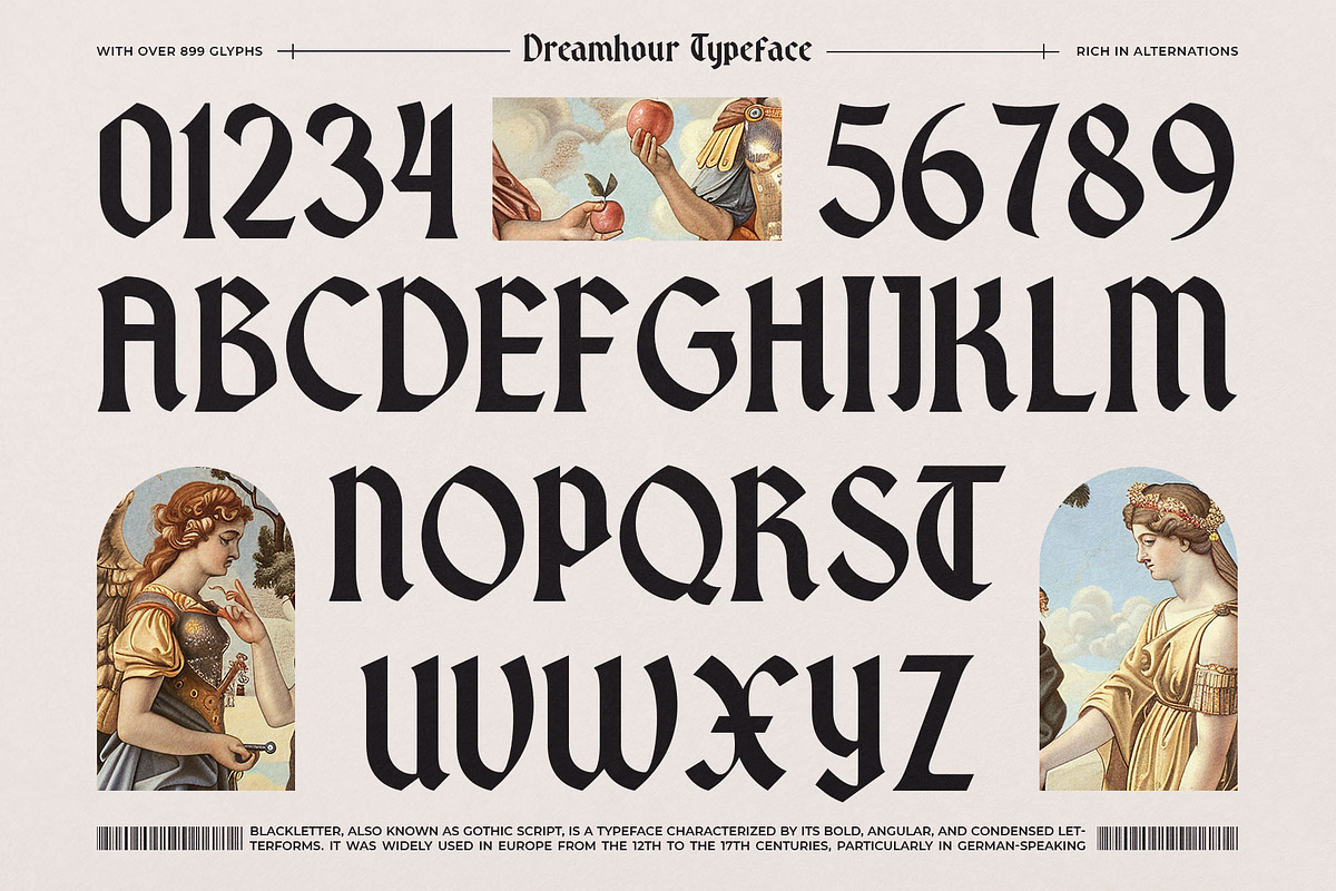 Dreamhour Typeface, a Blackletter Font by alit design (Photo 3 of 20)