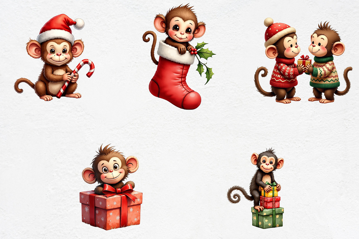 Cute Christmas Monkey Sublimation Bu, an Illustration by CrexoraLab (Photo 3 of 5)