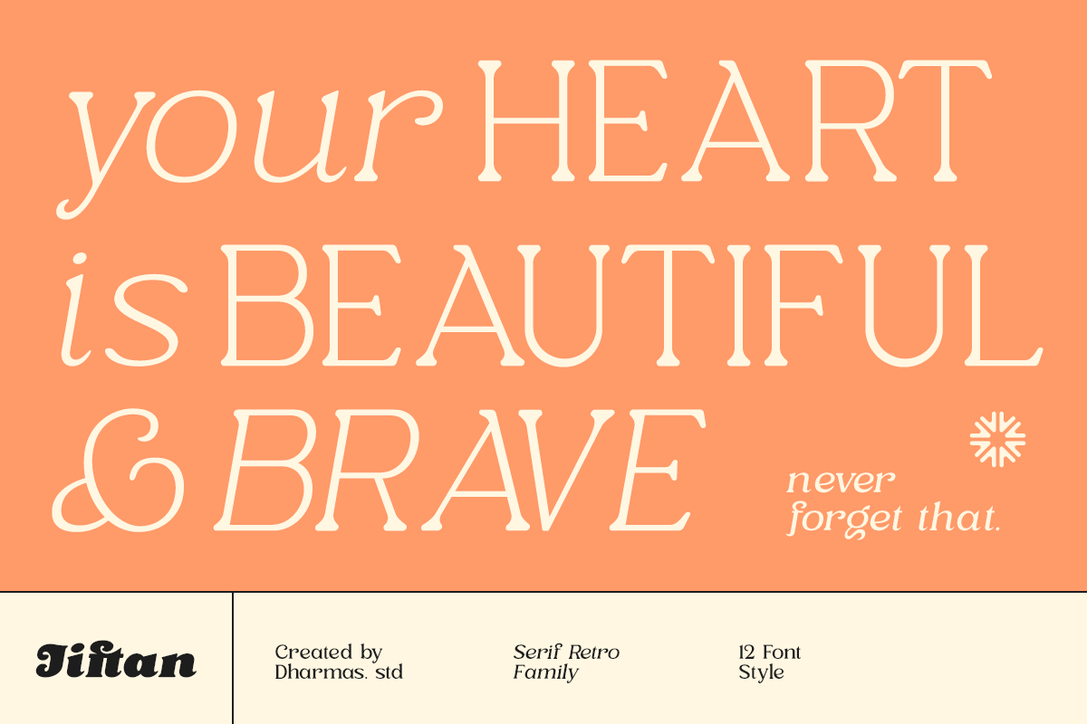 Jiftan - 12 Retro Family, a Serif Font by Dharmas Foundry (Photo 7 of 15)