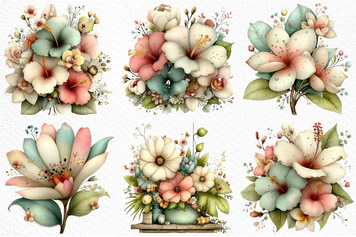 Tropical Whimsical Flowers Clipart, an Illustration by Craft Nest (Photo 3 of 12)