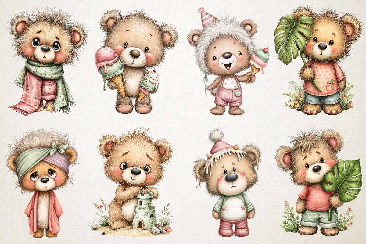 Funny Summer Teddy Bear Clipart, an Illustration by RobertsArt (Photo 5 of 5)