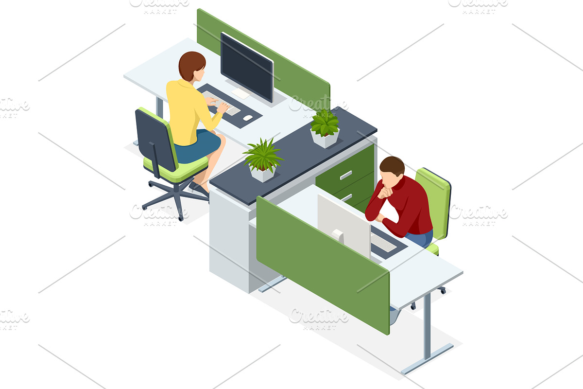Isometric vector illustration of two, a Finance Illustration by Golden Sikorka