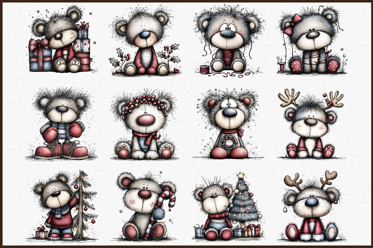Whimsical Christmas Teddy Clipart Bu, an Illustration by Sublimation Artist (Photo 3 of 6)