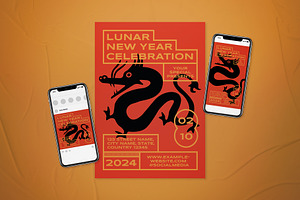 Lunar New Year Celebration Flyer Set, a Flyer Template by The Good Store