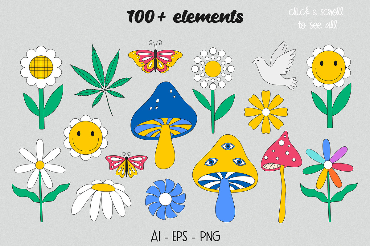 The 90s. Cliparts, cards, patterns, an Object Illustration by Valeria Soloveva (Photo 3 of 23)