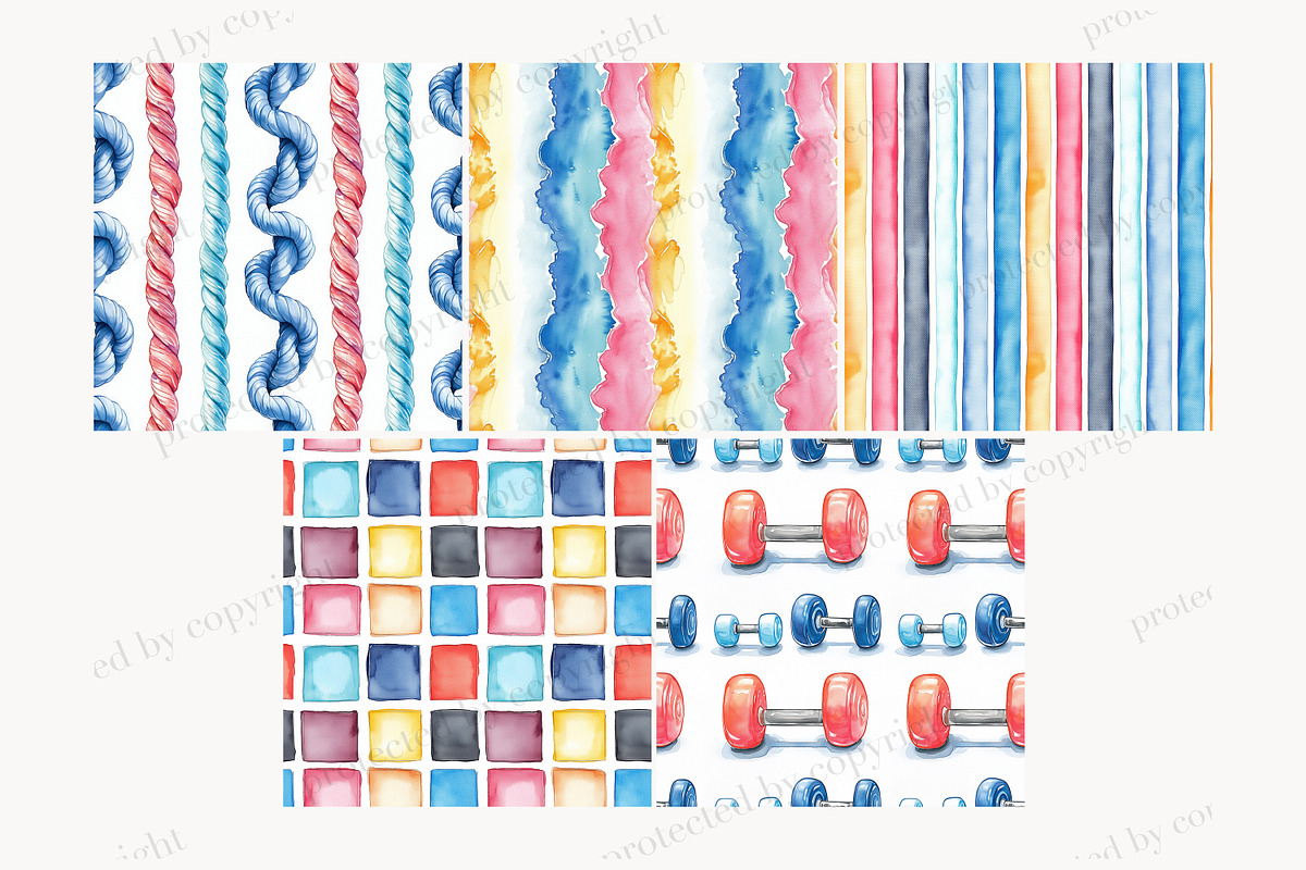 Fitness Digital Papers | Gym Workout, a Pattern Graphic by GlamArtZhanna (Photo 4 of 4)