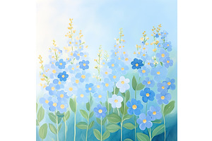 Forget Me Nots oil painting, white, a Finance Illustration by Lermont51