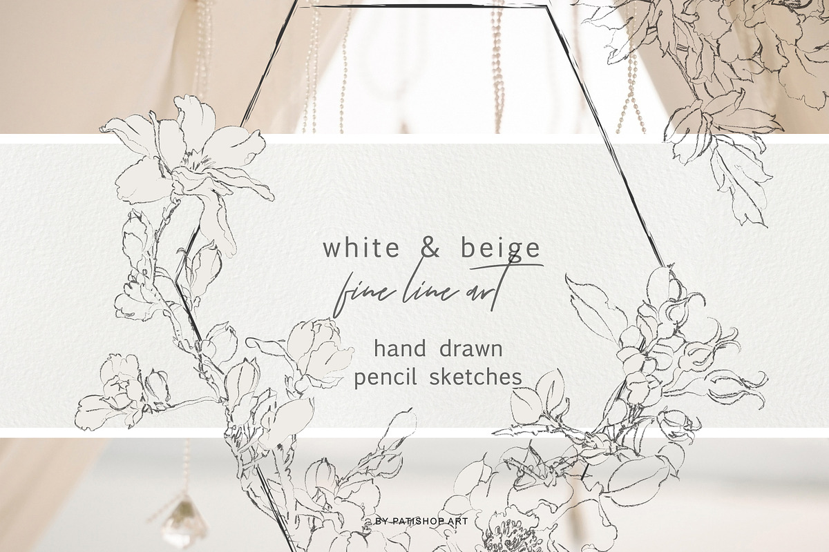 Pencil Sketched Fine Line Flowers Cl, an Illustration by Patishop Art (Photo 1 of 9)