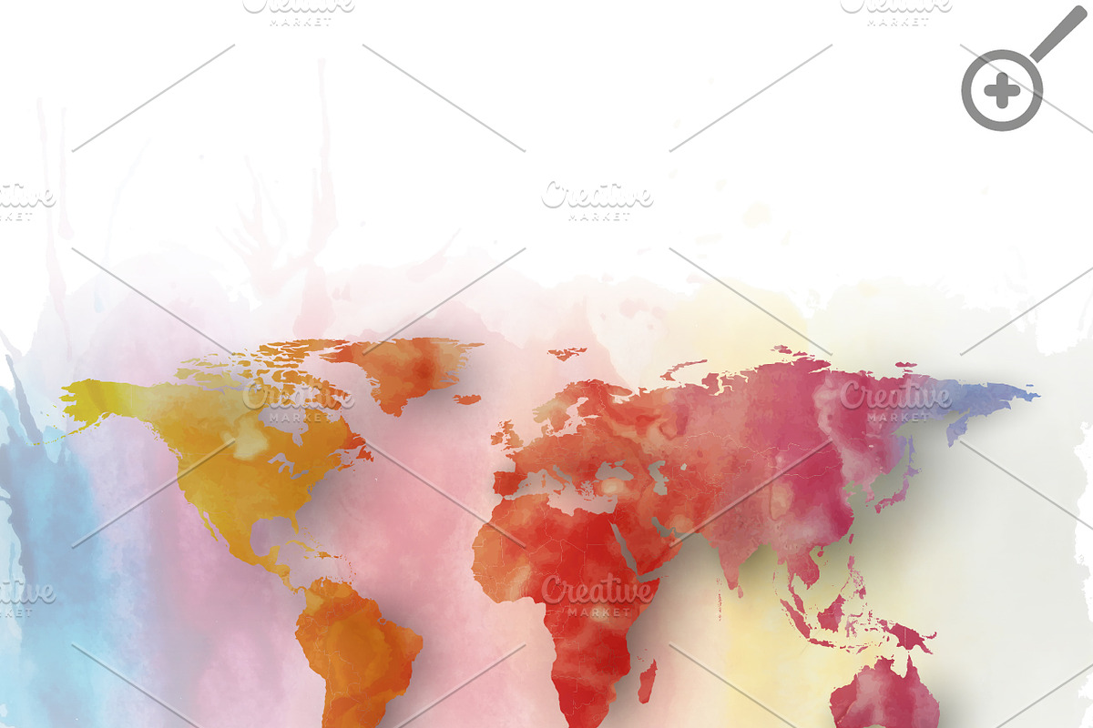 Watercolor World map, a Decorative Illustration by VectorShop