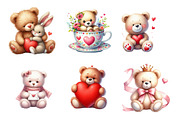 Teddy Bear Valentine Clipart, an Illustration by Design Market (Thumbnail 5 of 5)