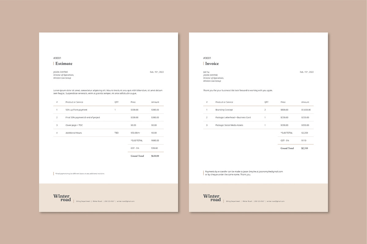 Estimate and Invoice Template