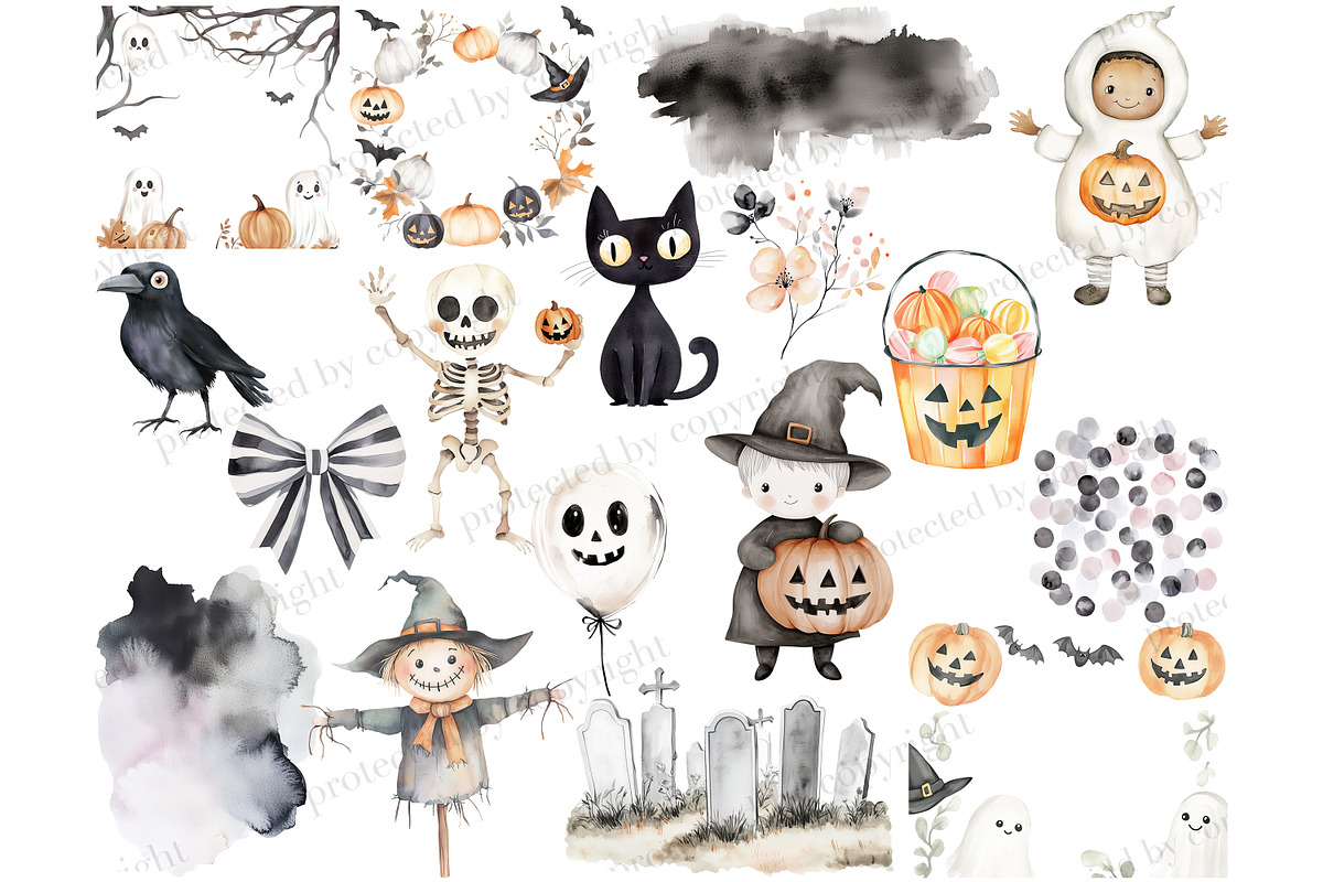 Cute Halloween Clipart Set, a Person Illustration by GlamArtZhanna (Photo 4 of 6)