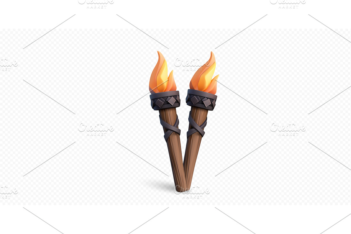 Pair of flaming torches representing, a Texture Illustration by ZinetroN