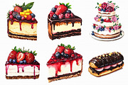 Watercolor Cake Clipart, an Illustration by Libby Wishes (Thumbnail 5 of 5)