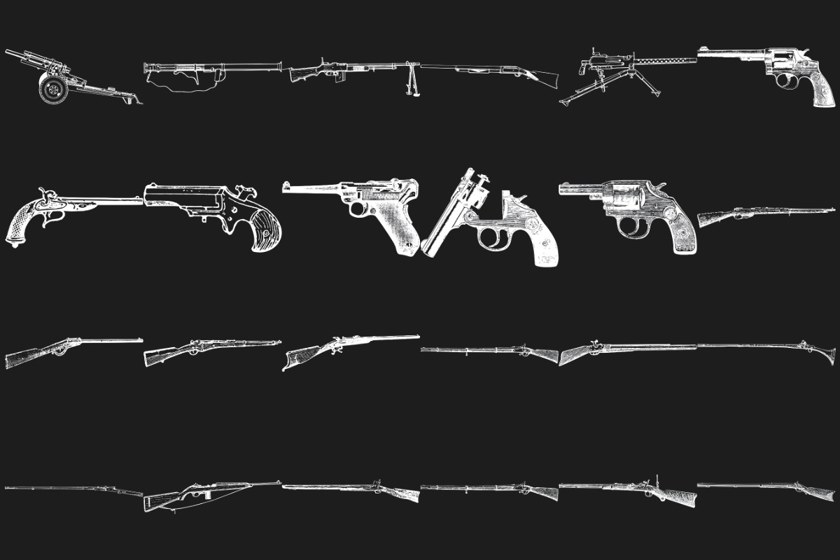 Vintage Gun Firearm Set 1 Procreate, a Brush Add-On by Disasterology Ink (Photo 5 of 10)