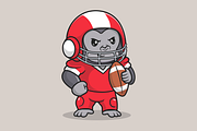 Cute Gorilla Playing Rugby Ball, an Animal Illustration by Catalyst Labs (Thumbnail 2 of 3)